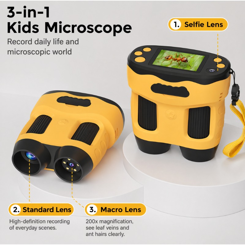 Kids Toys Top View - كاميرا مجهر رقمية 4K بتكبير 1000X
