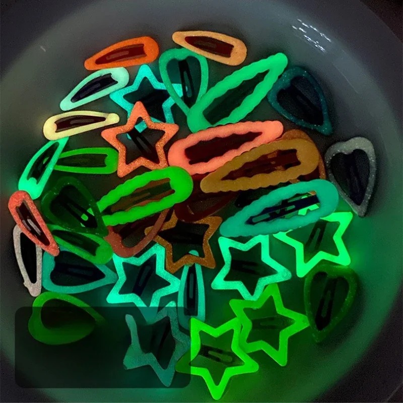 Glow In Dark Stars - 10 قطع من دبابيس الشعر الملونة