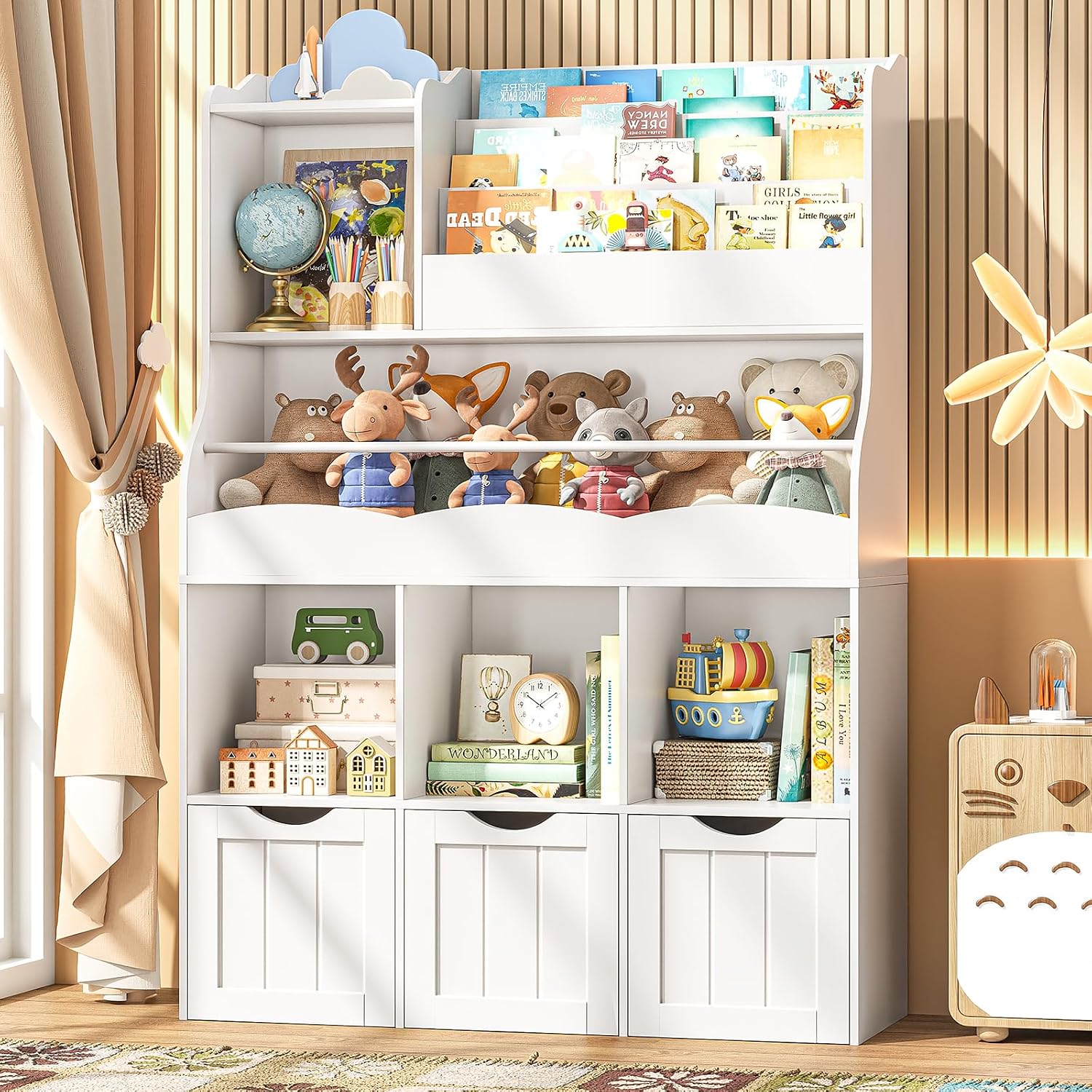Kids Toys Drawers - رف كتب للأطفال بطول 51.18 بوصة