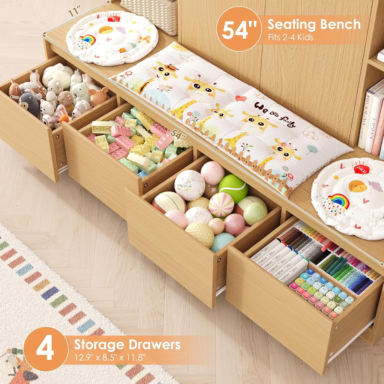 رف كتب للأطفال بطول 54 بوصة مع - مراجعة Kids Toys Drawers وسعره
