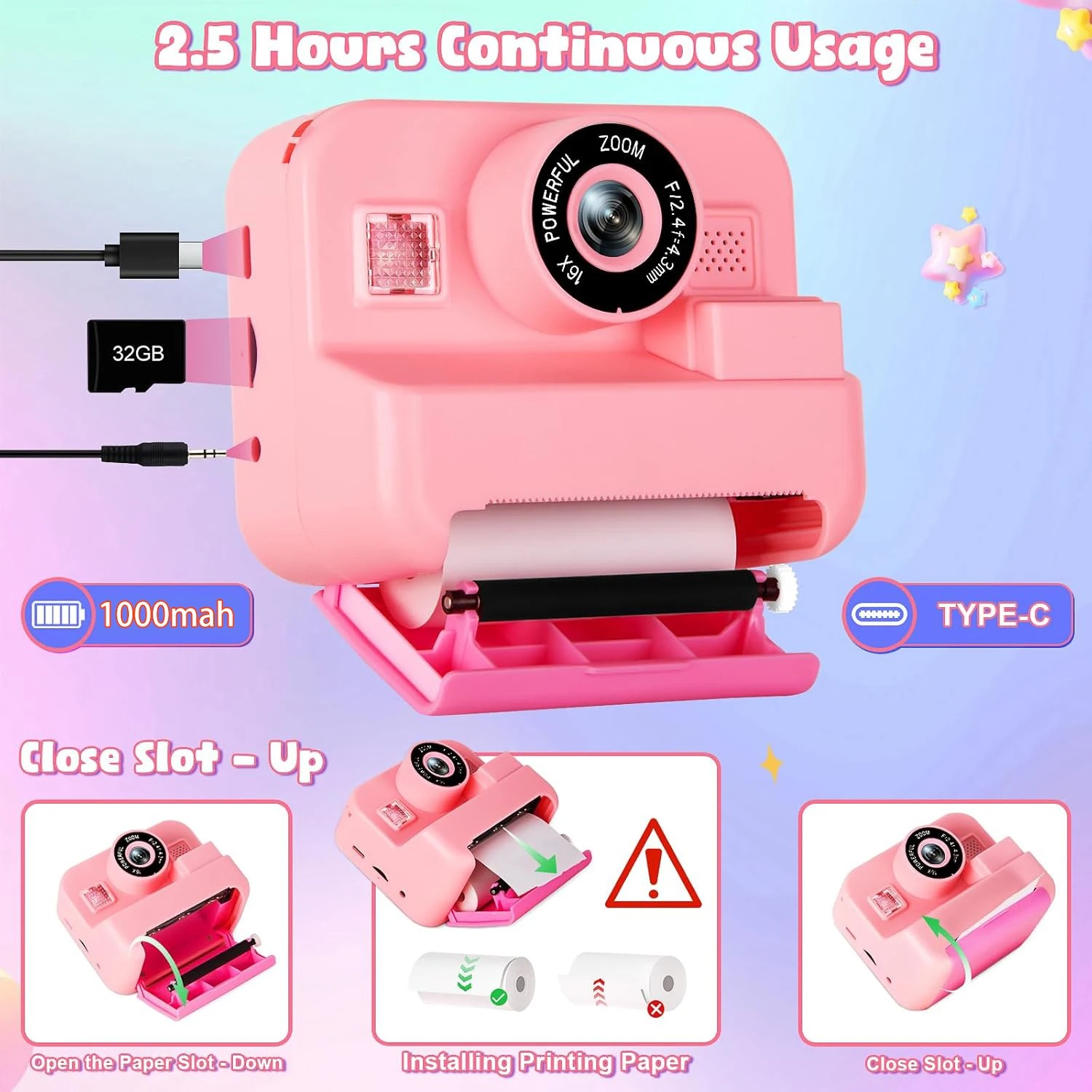 كاميرا طباعة فورية جديدة مع بط - مراجعة Kids Toys Top View وسعره