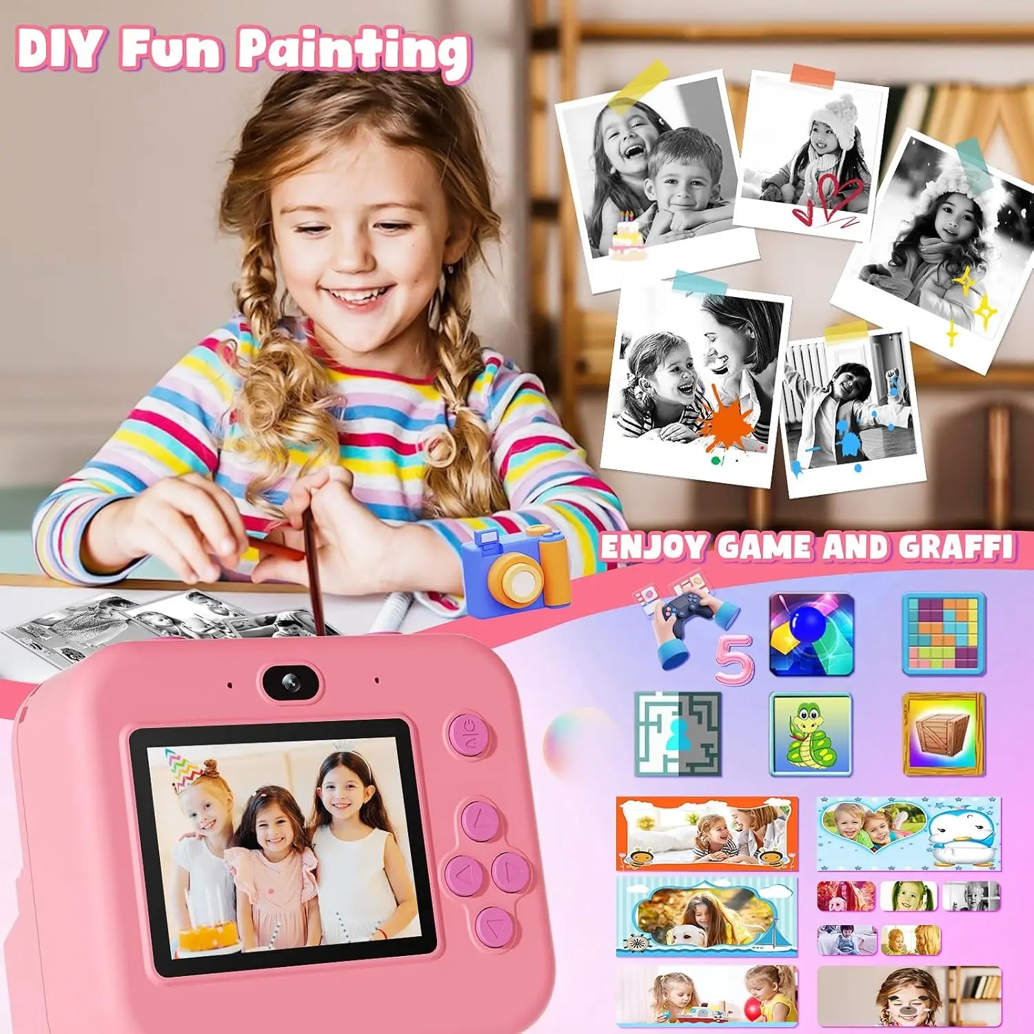 كاميرا طباعة فورية جديدة مع بط - مراجعة Kids Toys Top View وسعره